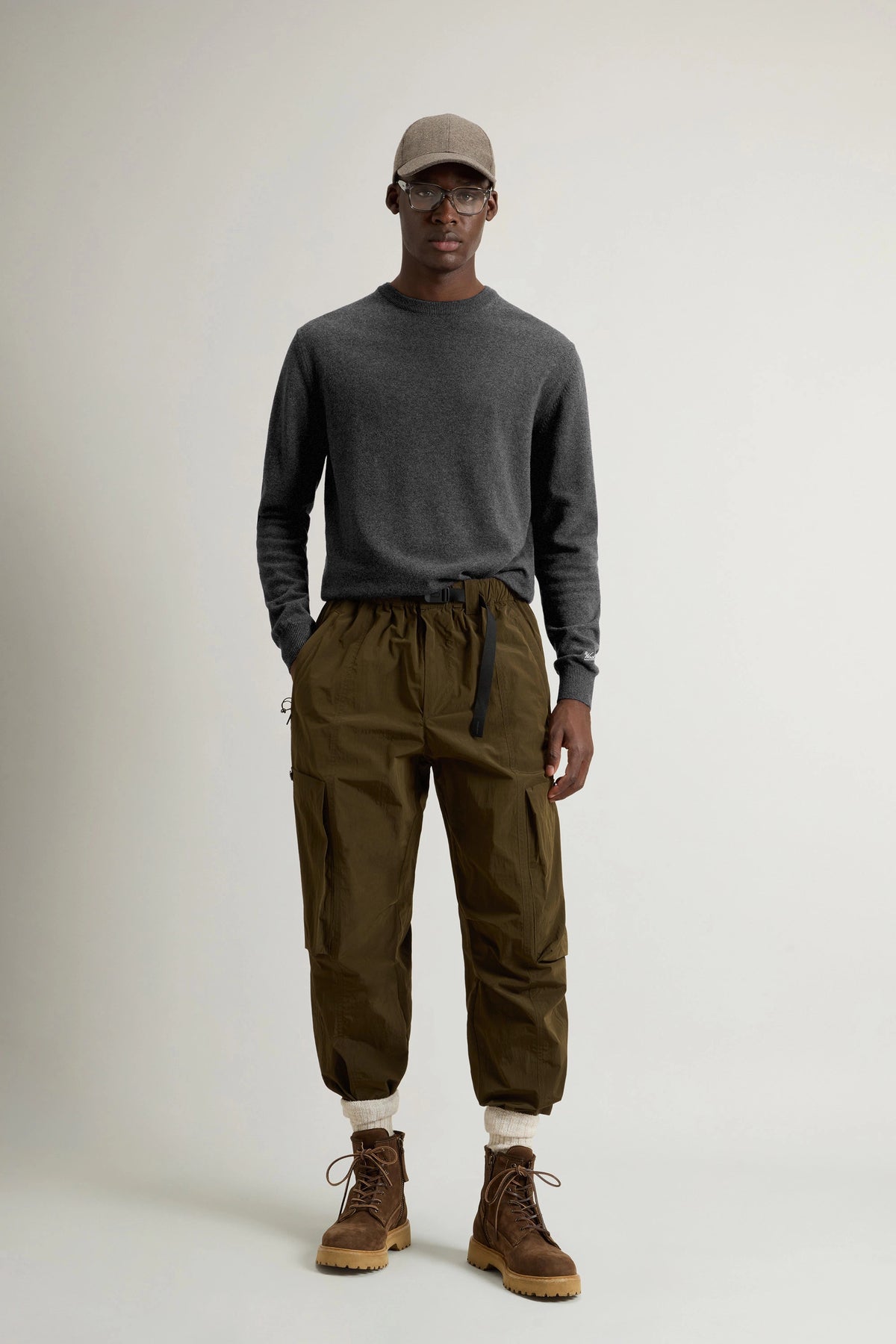 Woolrich Maglia Uomo Girocollo Lana Grigio Scuro