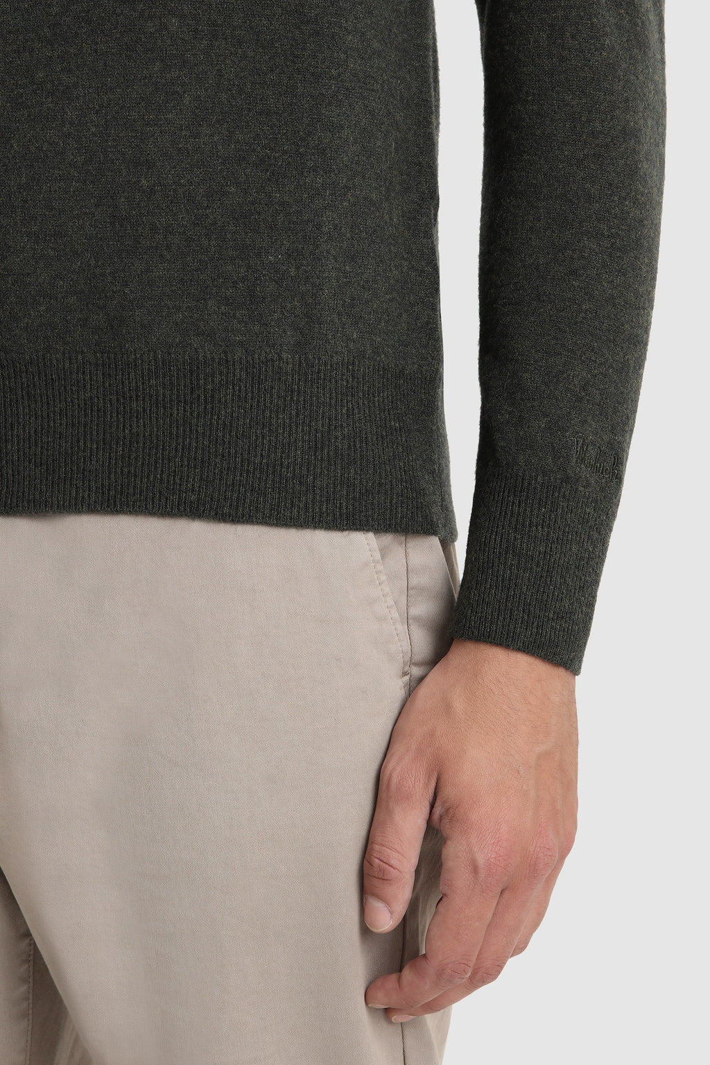 Woolrich Maglia Uomo Girocollo Lana Spuper Geelong Grigio Scuro