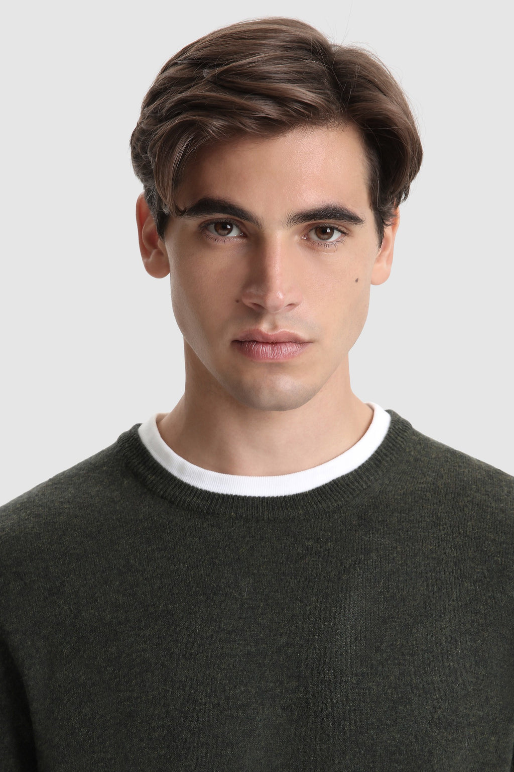 Woolrich Maglia Uomo Girocollo Lana Spuper Geelong Grigio Scuro