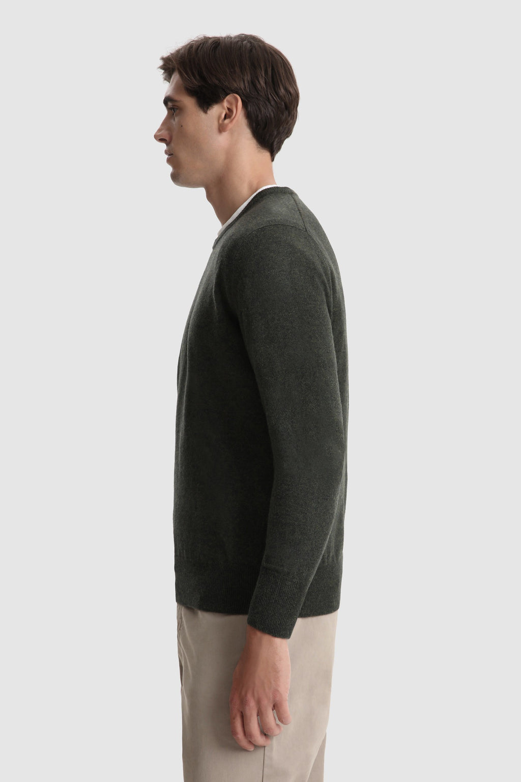 Woolrich Maglia Uomo Girocollo Lana Spuper Geelong Grigio Scuro