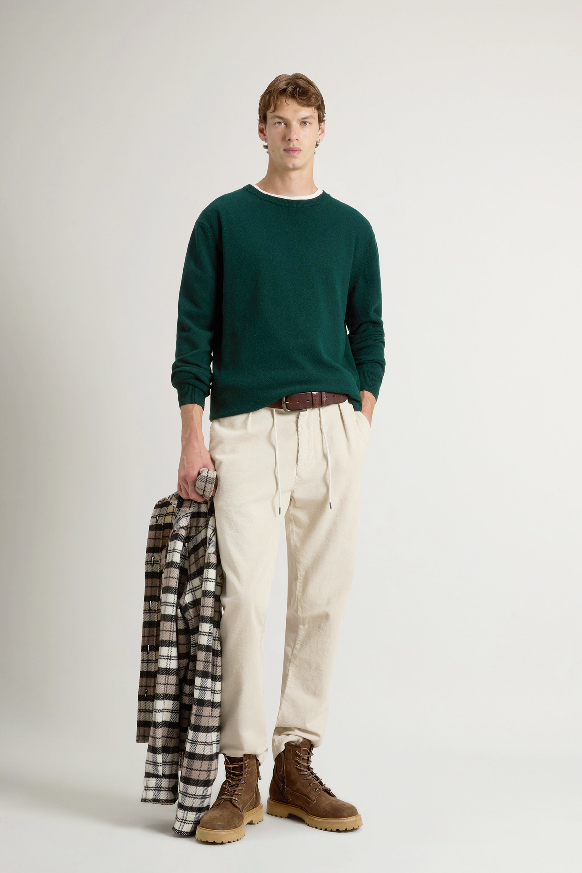 Woolrich Maglia Uomo Girocollo Lana Verde Scuro