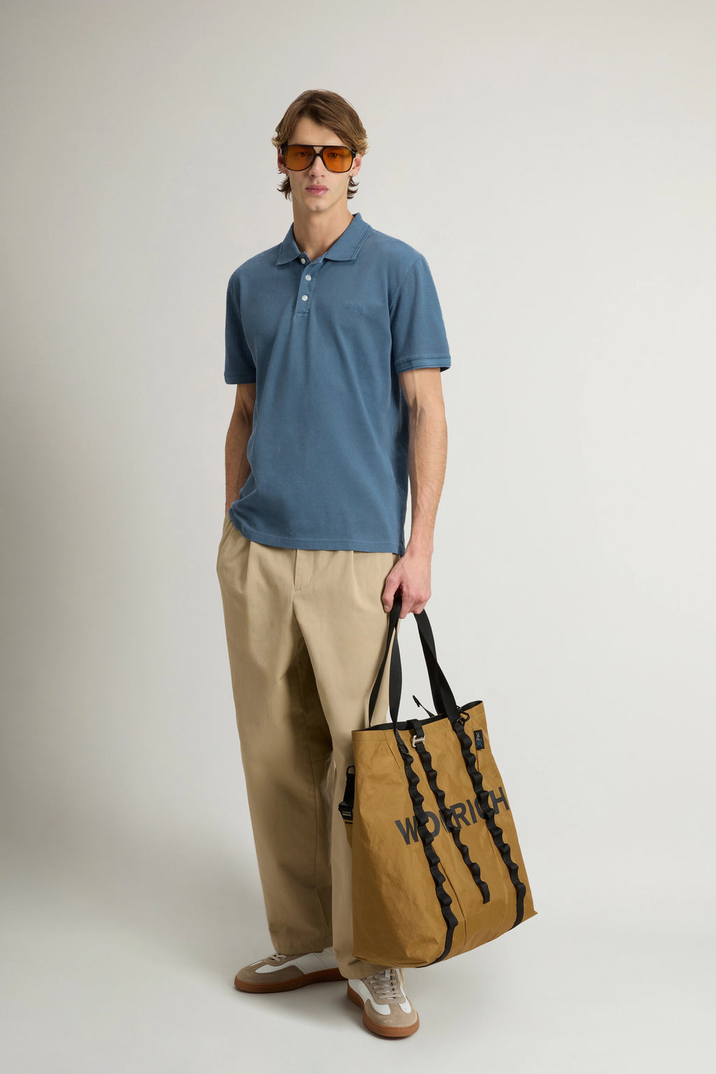Woolrich Polo Uomo Cotone Stretch Avion Chiaro