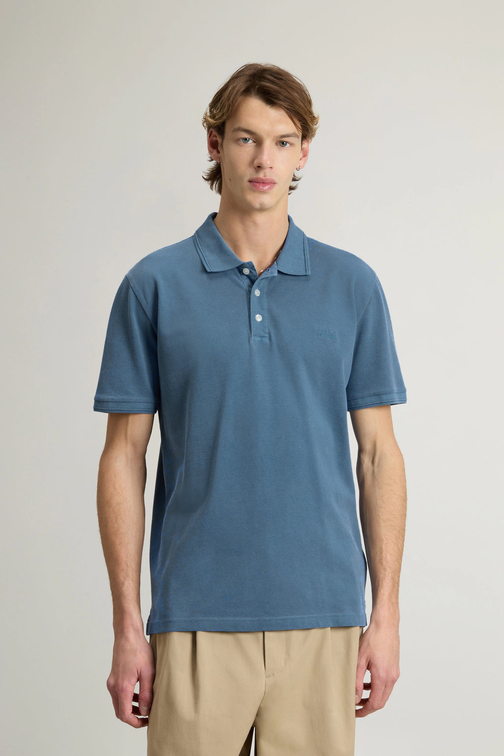 Woolrich Polo Uomo Cotone Stretch Avion Chiaro