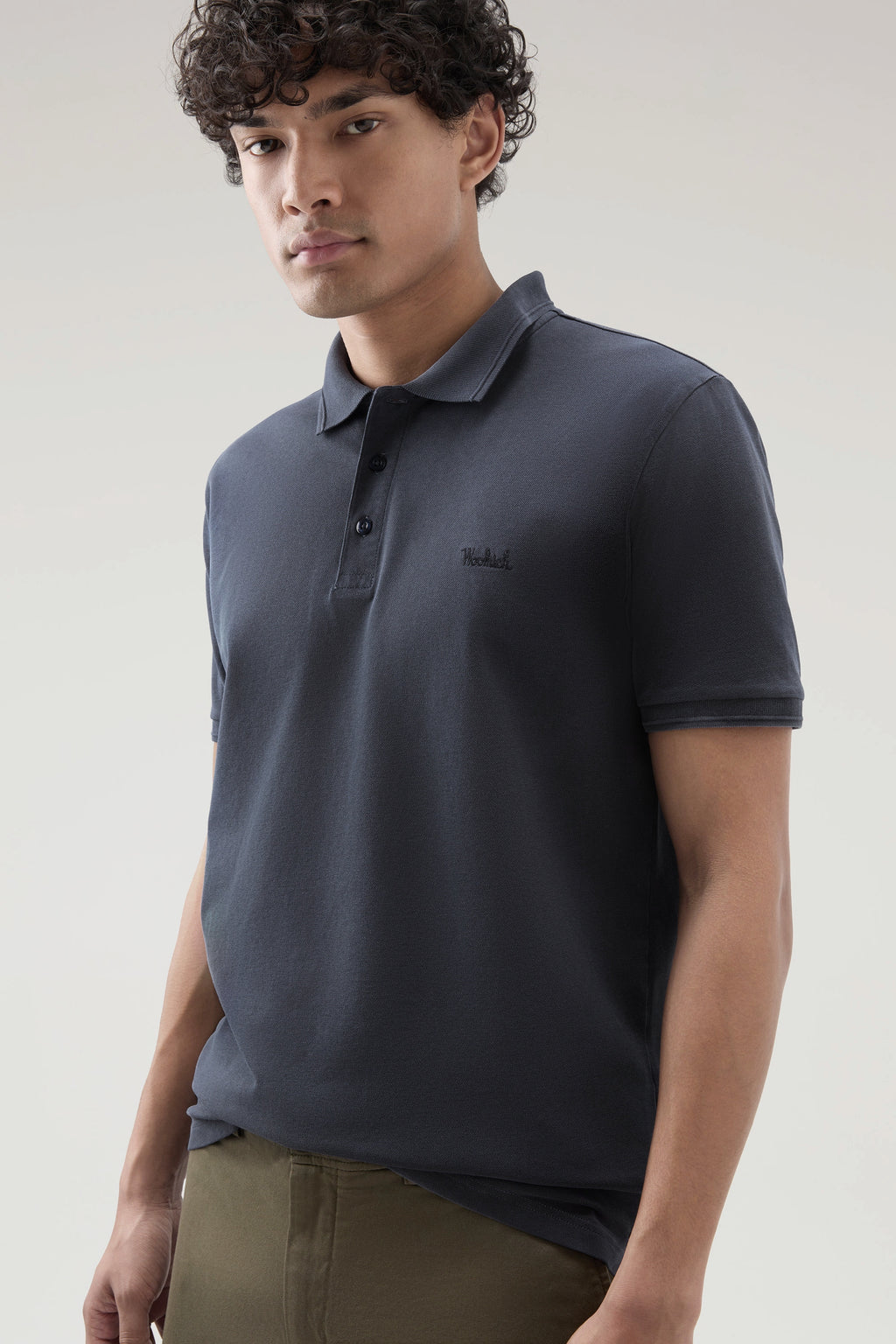 Woolrich Polo Uomo Cotone Stretch Blu Scuro