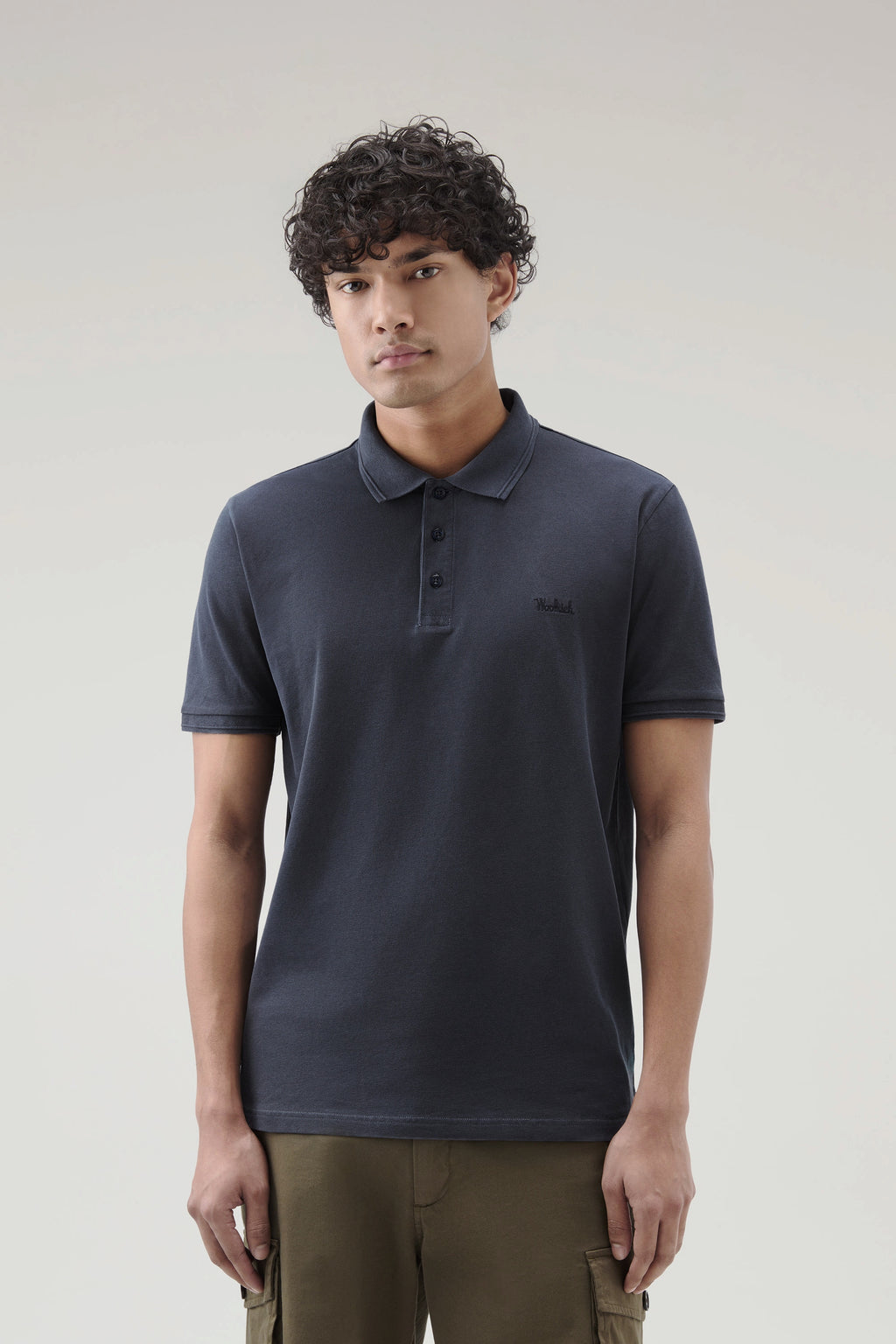 Woolrich Polo Uomo Cotone Stretch Blu Scuro