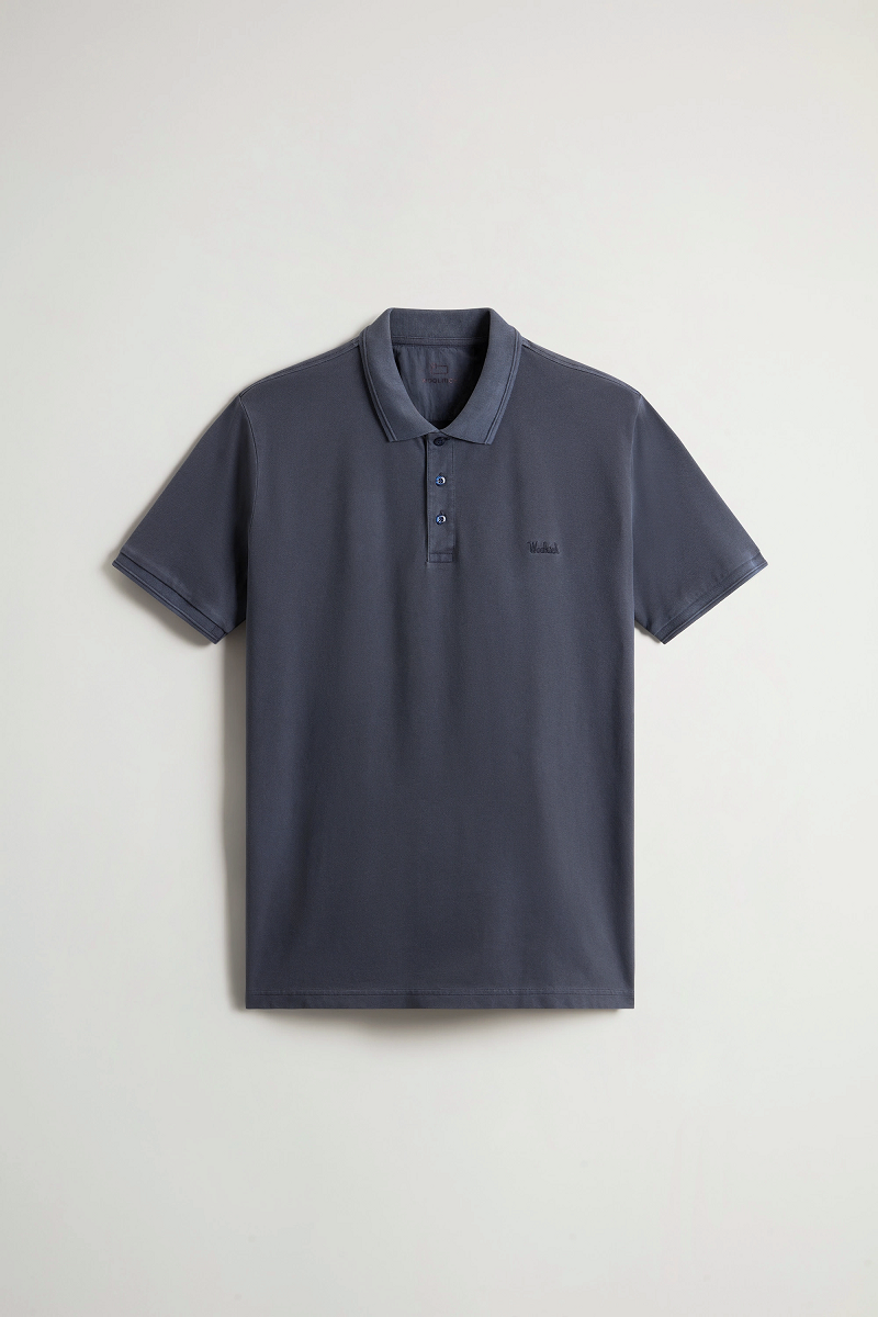 Woolrich Polo Uomo Cotone Stretch Blu Scuro