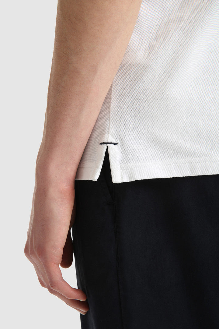 Woolrich Polo Uomo Piqué Di Cotone Stretch Bianco