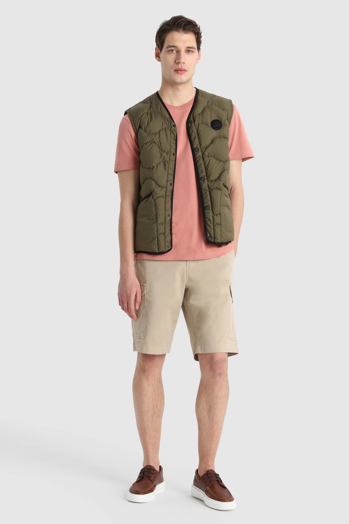 Woolrich Bermuda Cargo Uomo Cotone Beige Opaco
