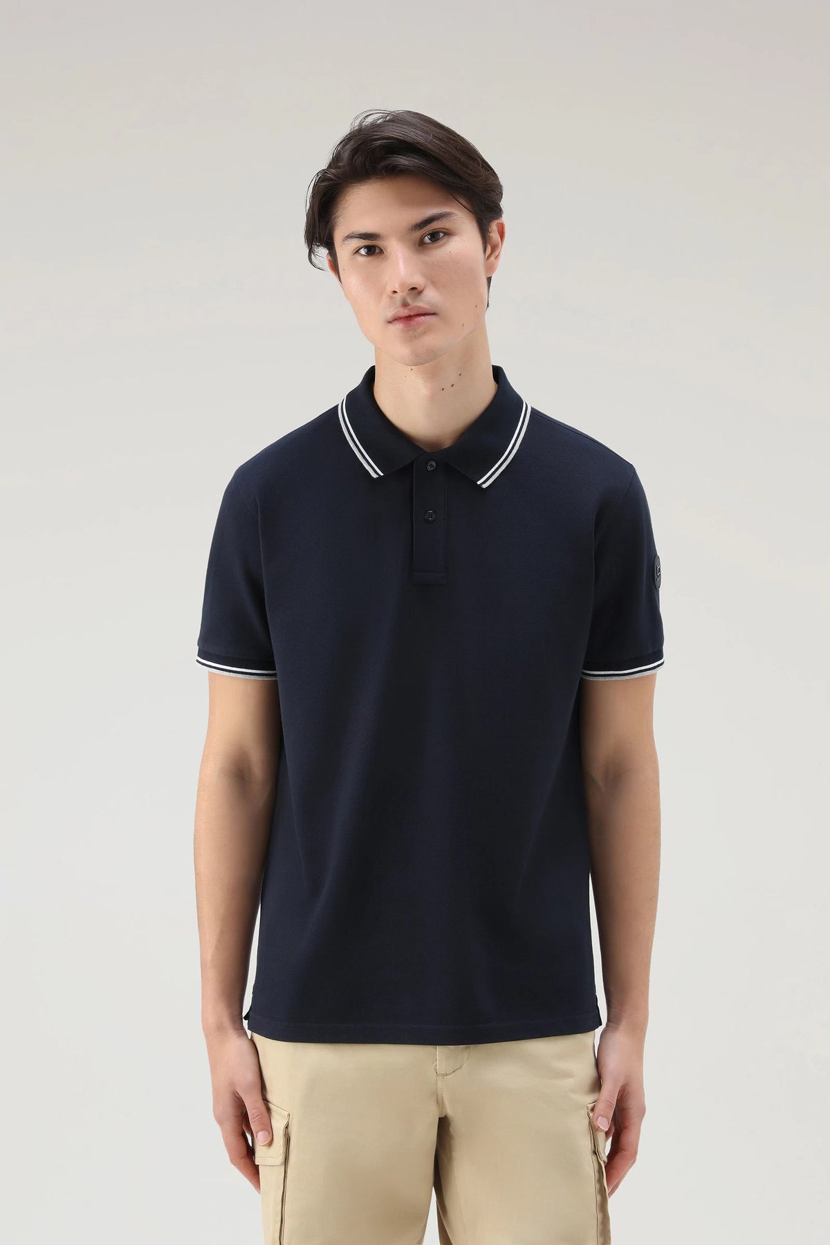 Woolrich Polo Uomo Monterey Cotone Stretch Blu Scuro