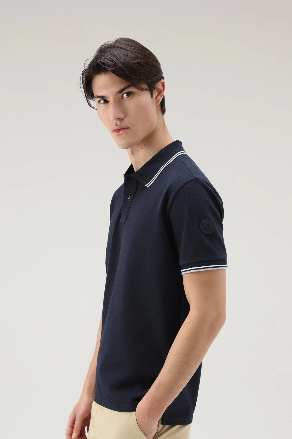 Woolrich Polo Uomo Monterey Cotone Stretch Blu Scuro