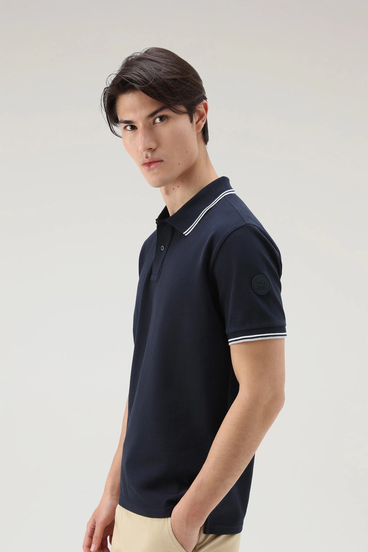 Woolrich Polo Uomo Monterey Cotone Stretch Blu Scuro