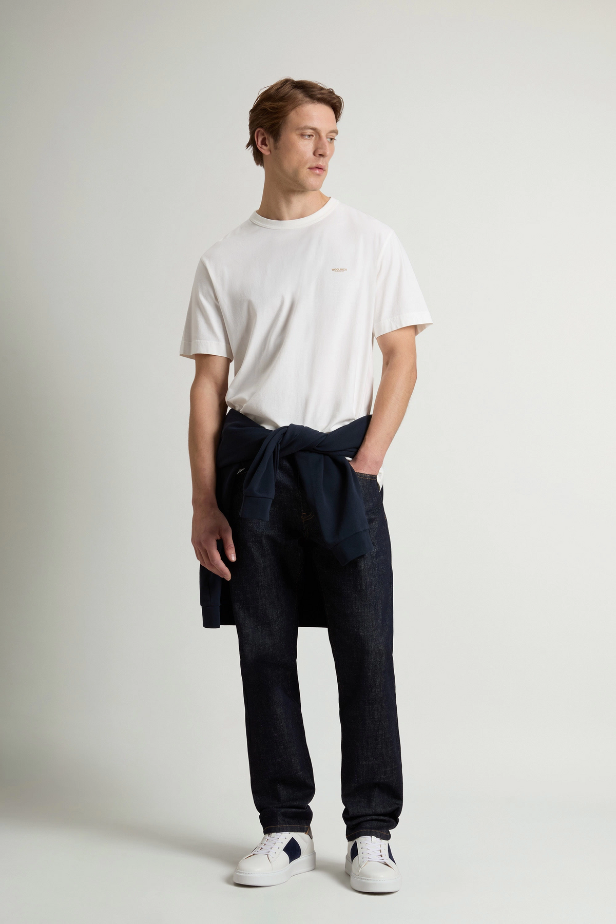 Woolrich T-Shirt Uomo Cotone Bianco Opaco