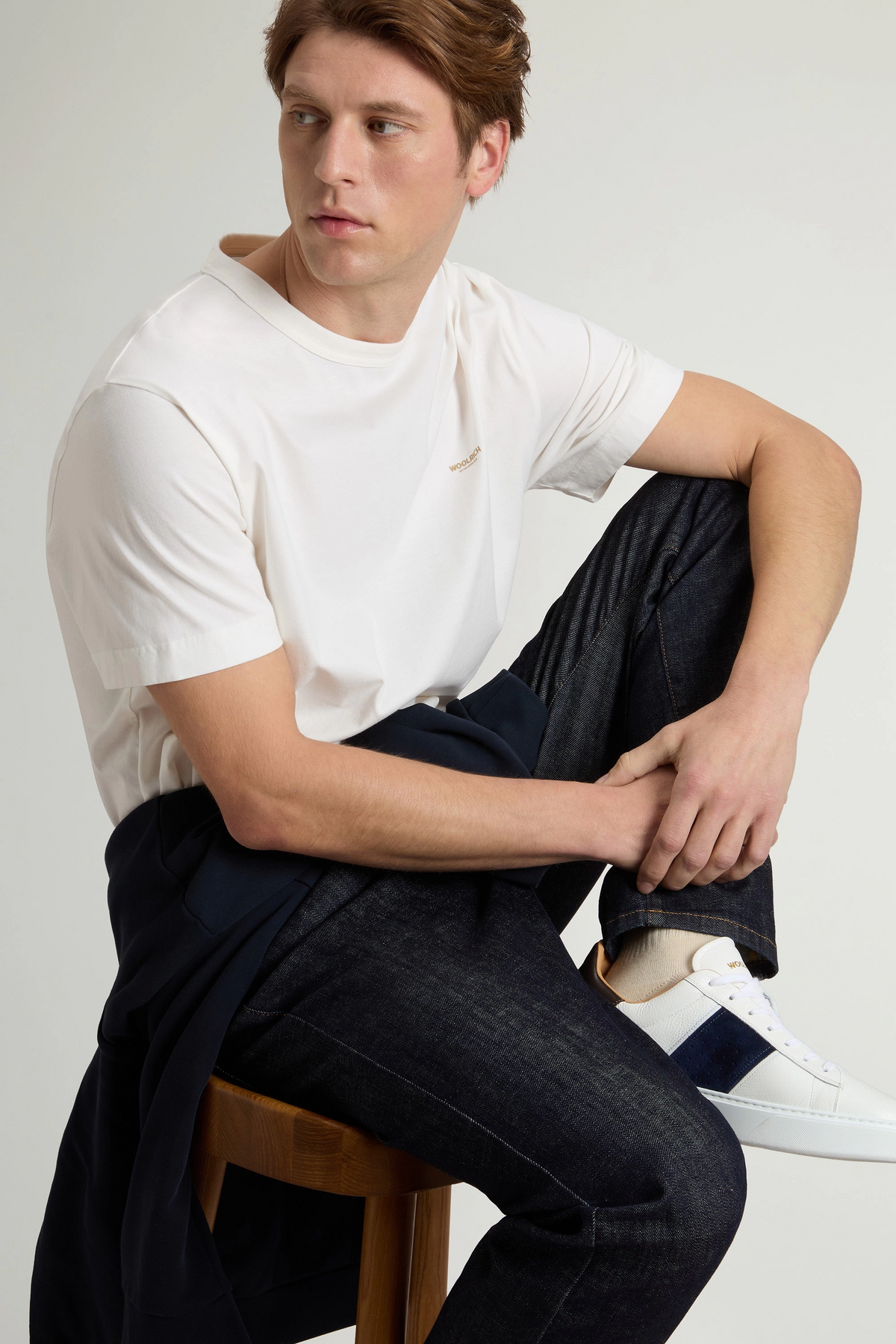 Woolrich T-Shirt Uomo Cotone Bianco Opaco