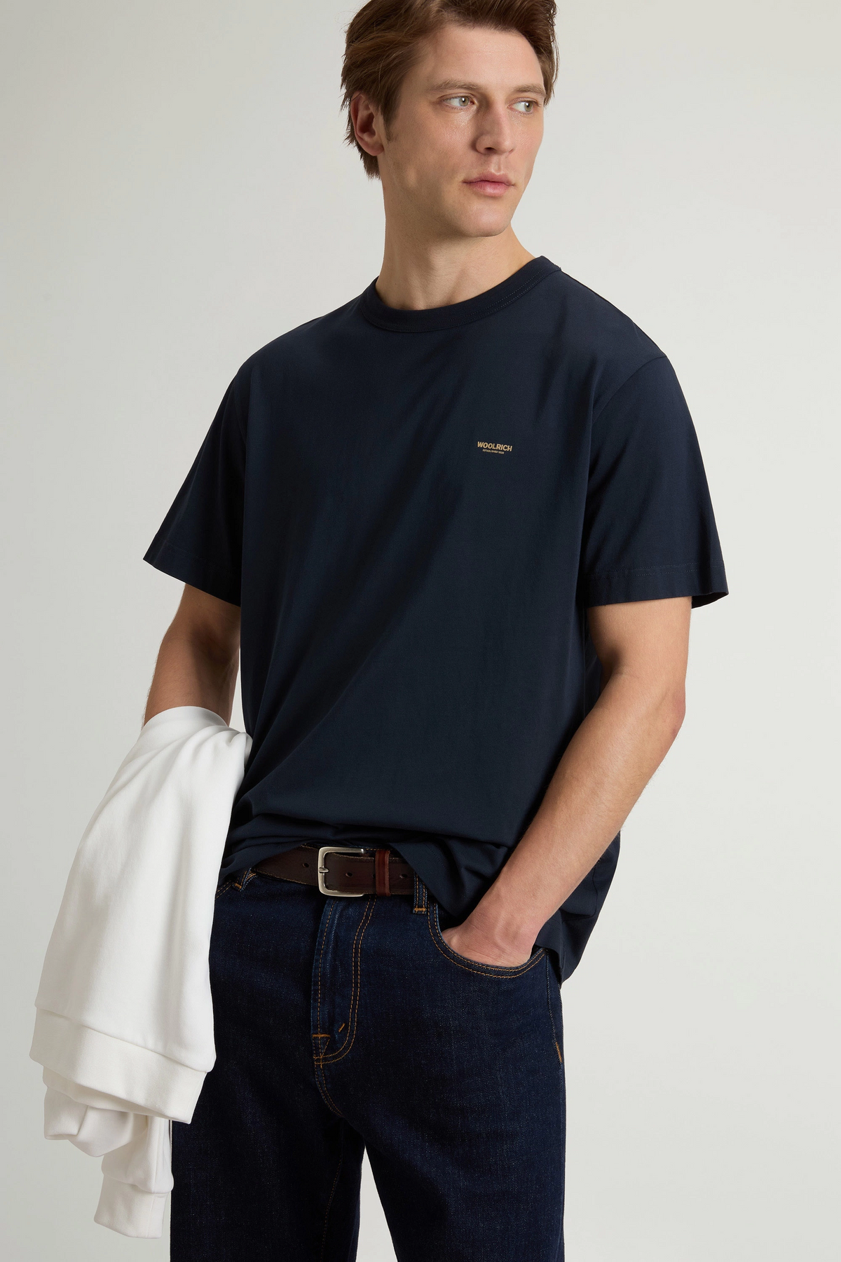 Woolrich T-Shirt Uomo Cotone Blu Scuro
